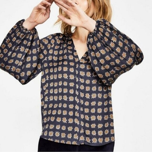 Boden Harriet Balloon Sleeve Blouse Starburst Print - Picture 1 of 11